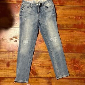 Vintage America Light Blue Distressed Straight Jeans